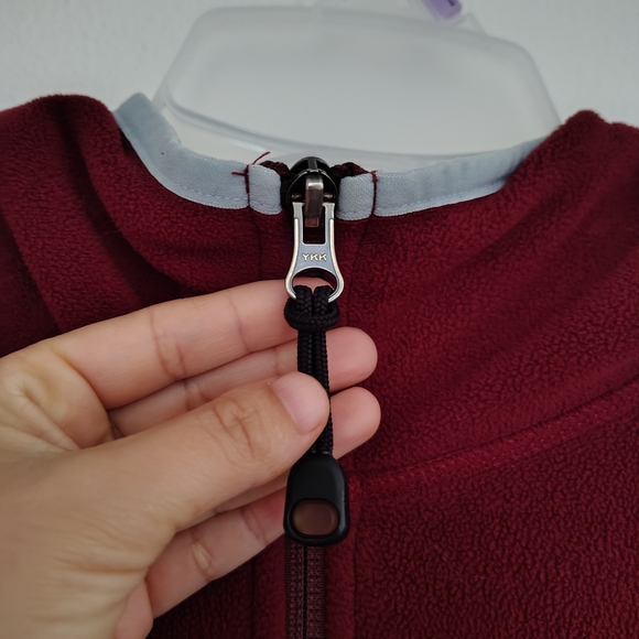 L.L.Bean Polartec Fleece Jacket – Burgundy Hooded Full Zip Men’s Medium Vintage - Picture 9 of 16